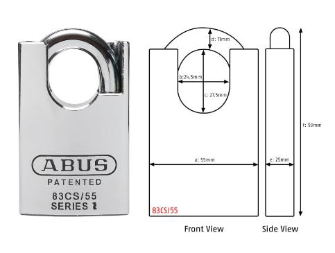 PADLOCK - ABUS 83CS/55 with ROTASERA cylinder and 2 keys